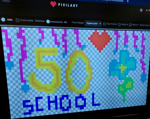 Coding Pixels for School's 50th Birthday in English