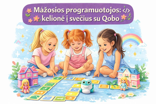 „Mažosios programuotojos: kelionė į svečius su Qobo“