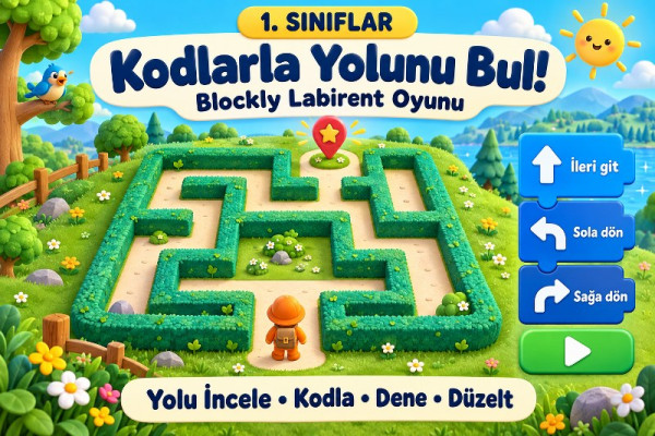 Blockly Labirent Oyunu – Kodlarla Yolunu Bul!