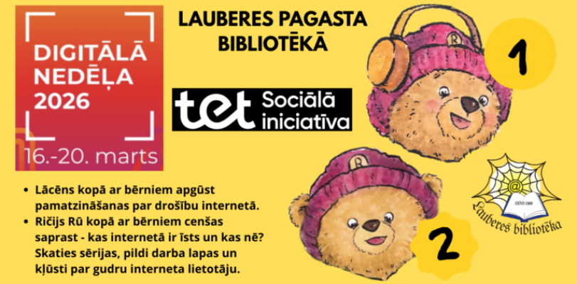 Bērnu mācību nodarbības ar Ričiju Rū Lauberes bibliotēkā
