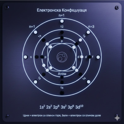 The electron configuration of the atom